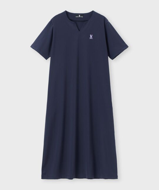 [WOMEN]ポンチ キーネック ワンピース
