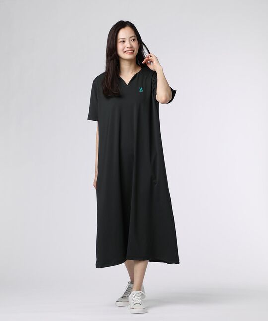 [WOMEN]ポンチ キーネック ワンピース