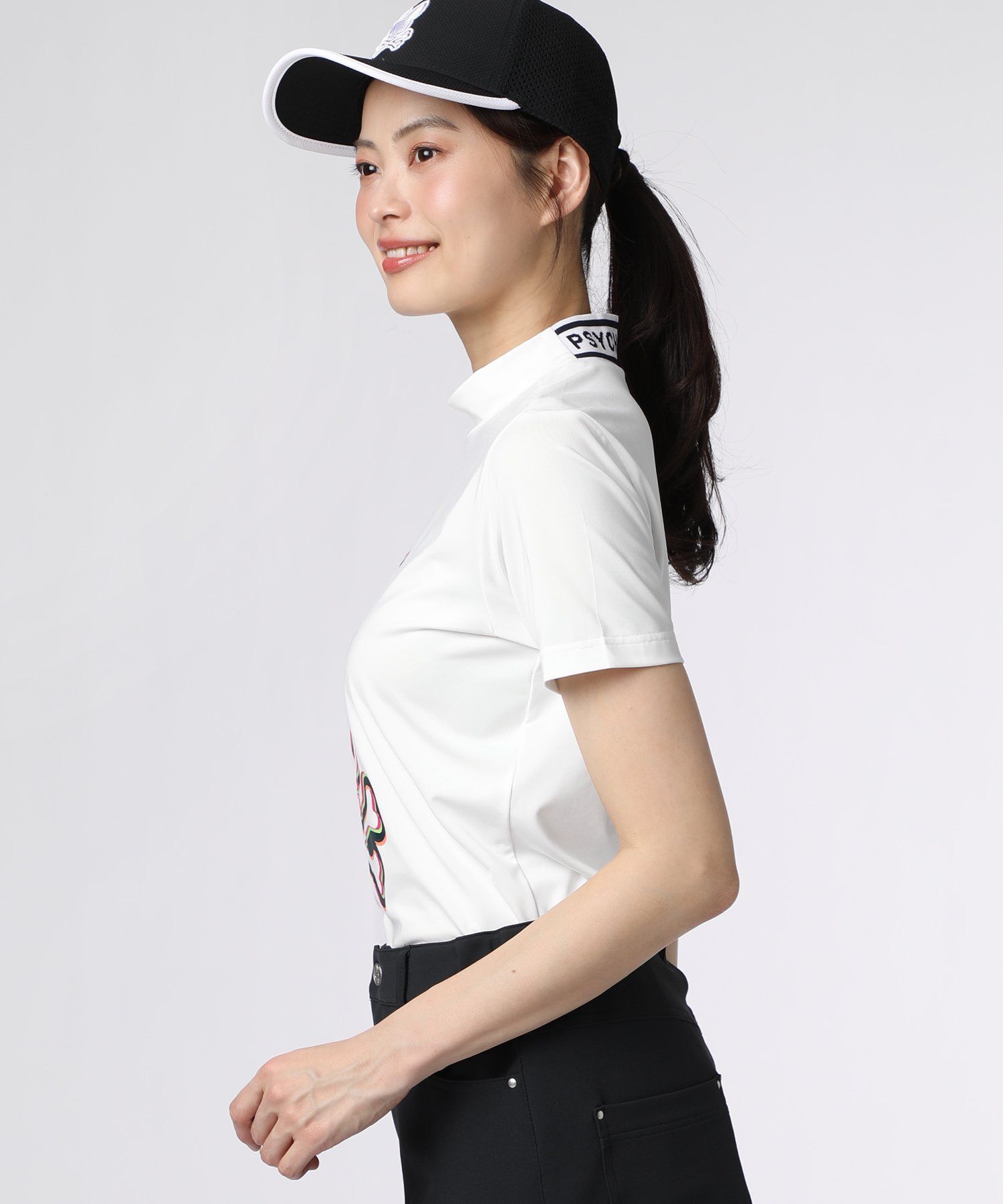 未使用級 サイコバニー ゴルフウェア 半袖カットソー モックネック ロゴ M セール】[GOLF] シルエットロゴ モックネックTシャツ（Tシャツ