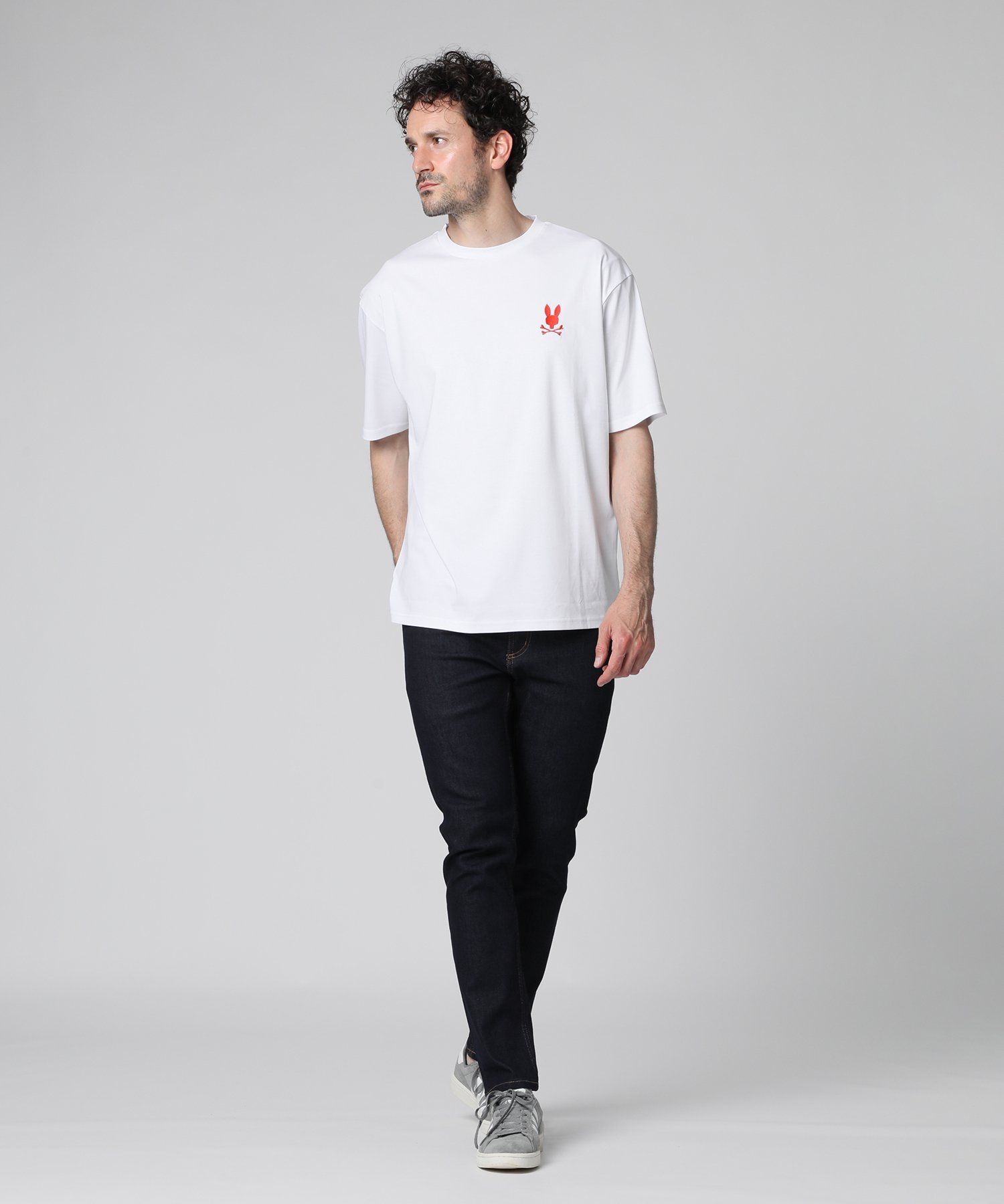 バックフォントロゴ シルケットスムース Tシャツ｜Psycho Bunny