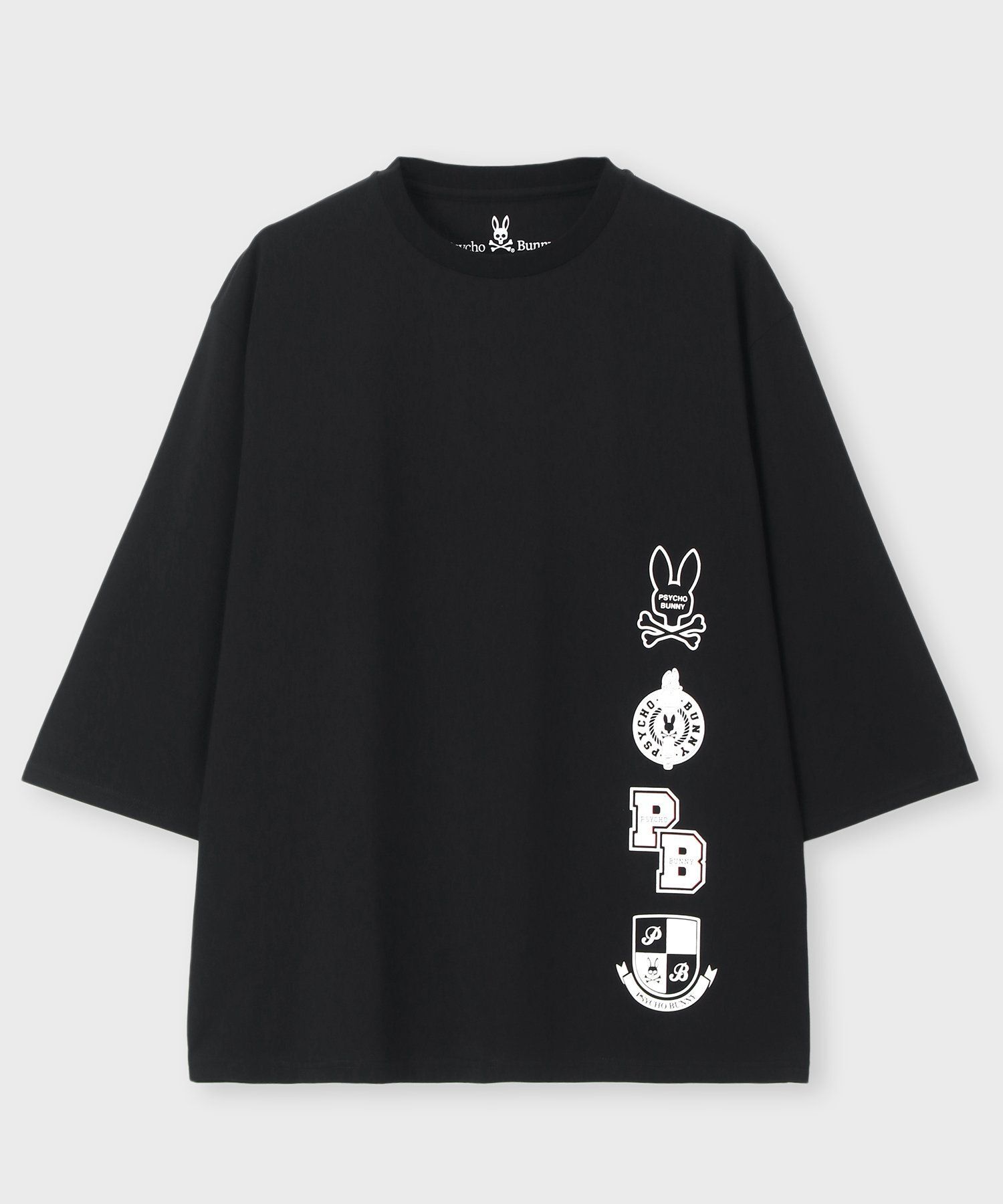 ぴぃ EC限定]アーカイブカレッジロゴ 7分丈 Tシャツ｜Psycho Bunny