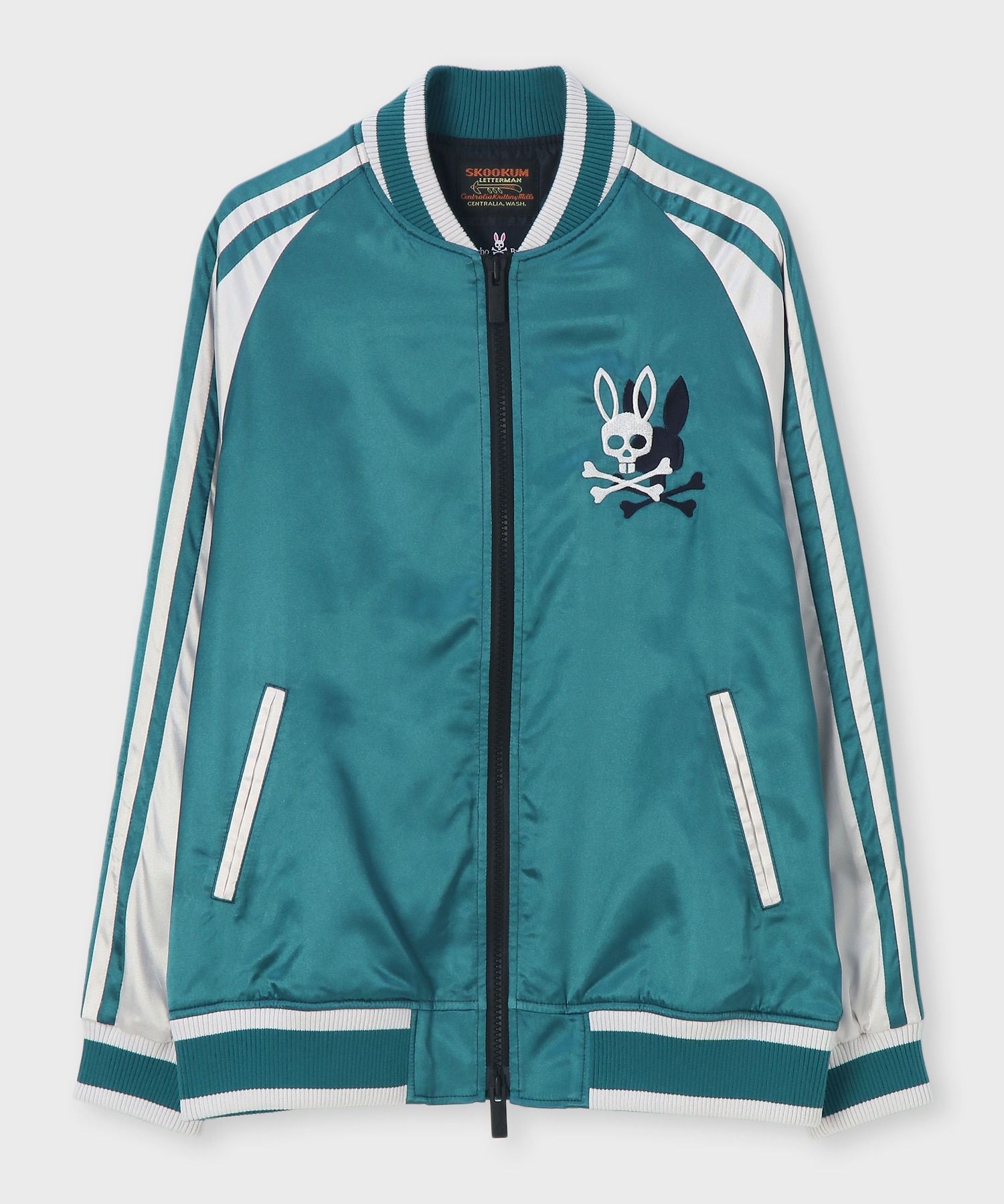 希少色❗️SKOOKUM × PsychoBunny スカジャン M EC限定]SKOOKUM × PsychoBunny バニーロゴ スカジャン｜Psycho