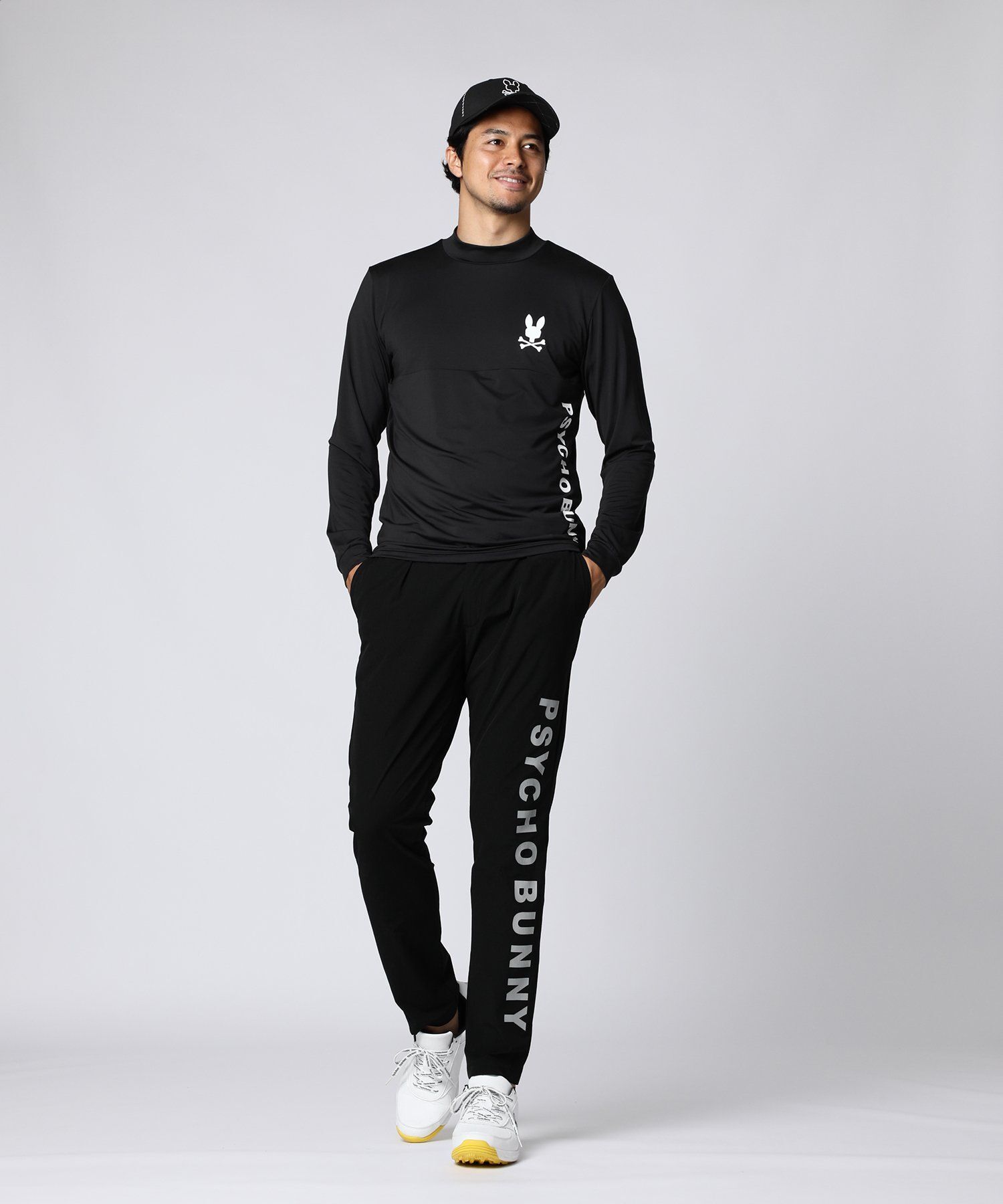 Psycho Bunny スリーブロゴ モックネックロングスリーブシャツ XL EC限定]切り替え モックネックロングスリーブTシャツ｜Psycho