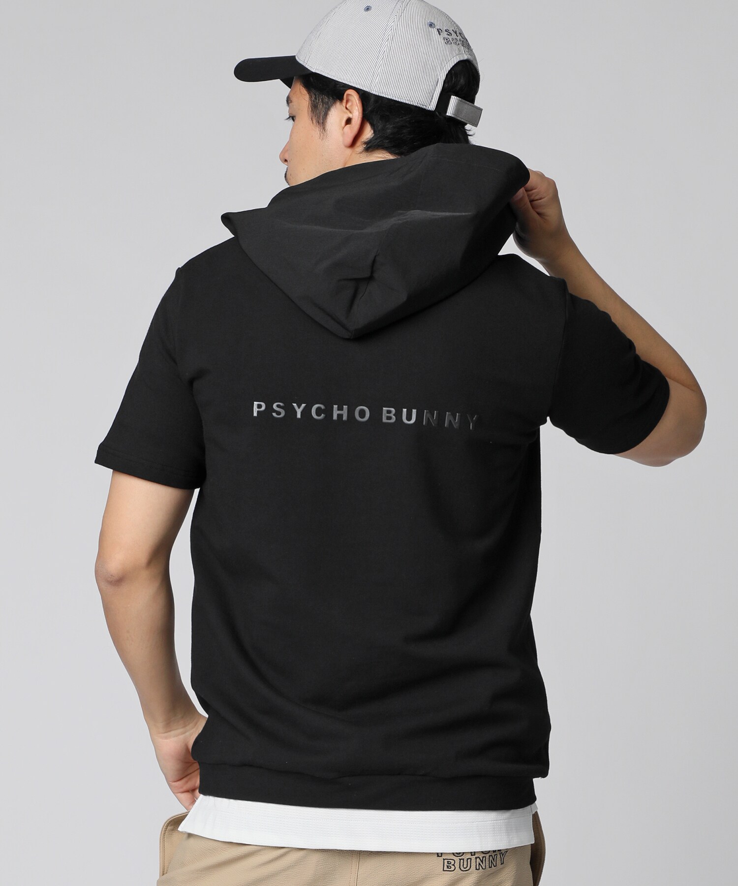 EC限定]バイカラーデザイン ハーフジップ 半袖パーカ｜Psycho