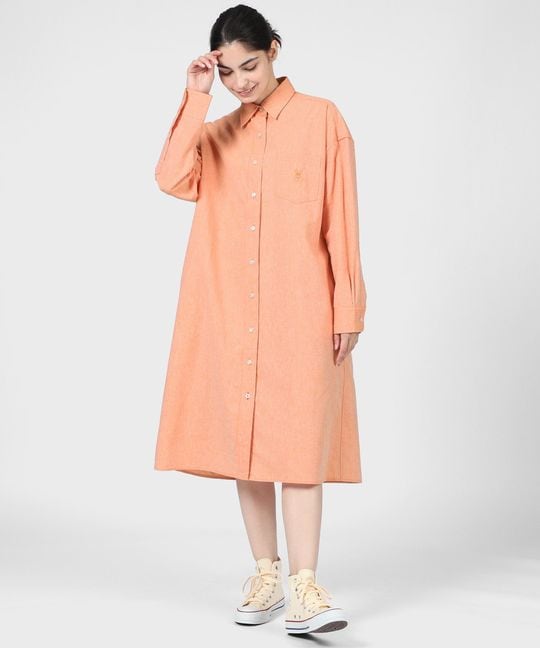 [WOMEN]リネンコットンCOOLMAX シャンブレーシャツ ワンピース