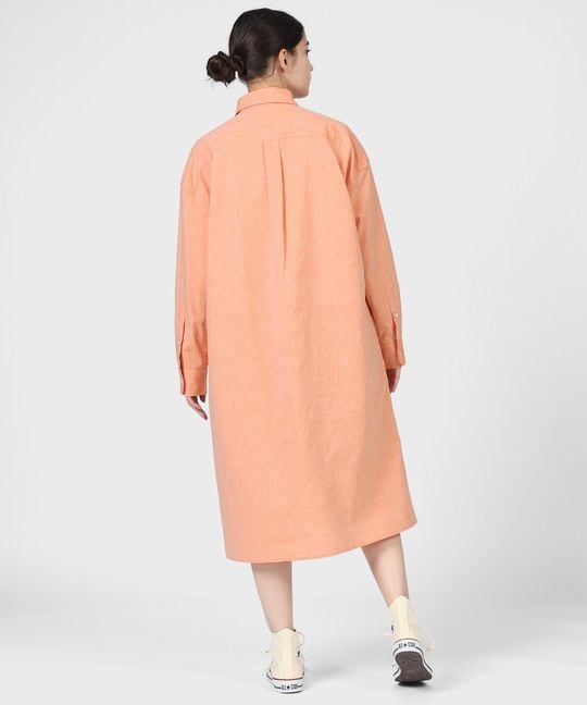 [WOMEN]リネンコットンCOOLMAX シャンブレーシャツ ワンピース