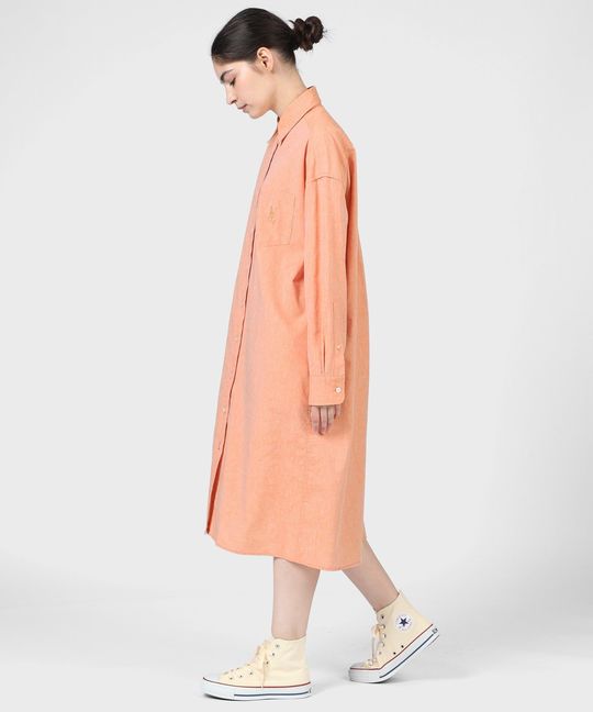 [WOMEN]リネンコットンCOOLMAX シャンブレーシャツ ワンピース