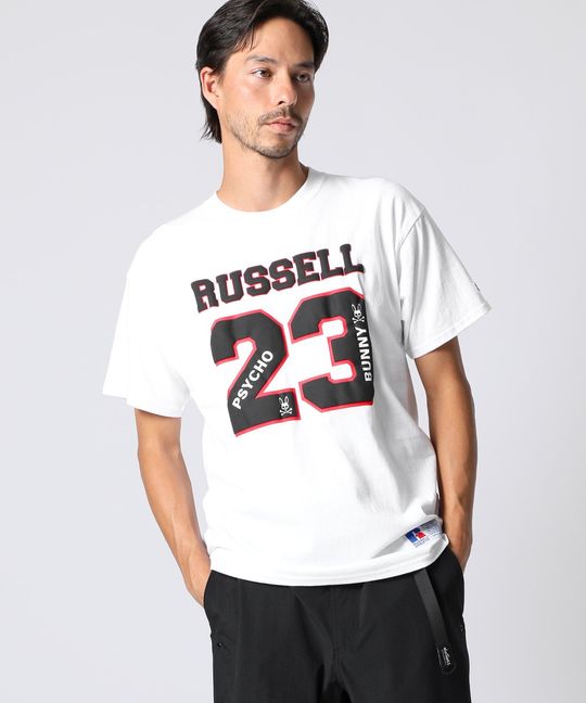 RUSSELL×Psycho Bunnyコラボ フットボール Tシャツ