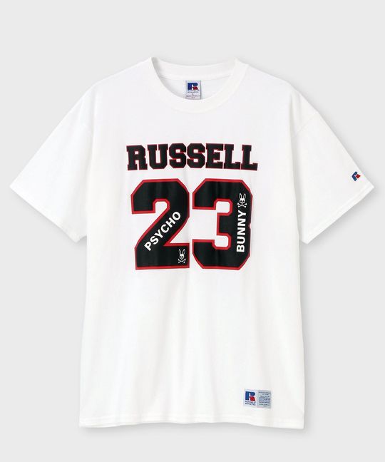 RUSSELL×Psycho Bunnyコラボ フットボール Tシャツ
