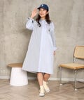 [WOMEN]ストライプパネル シャツワンピース