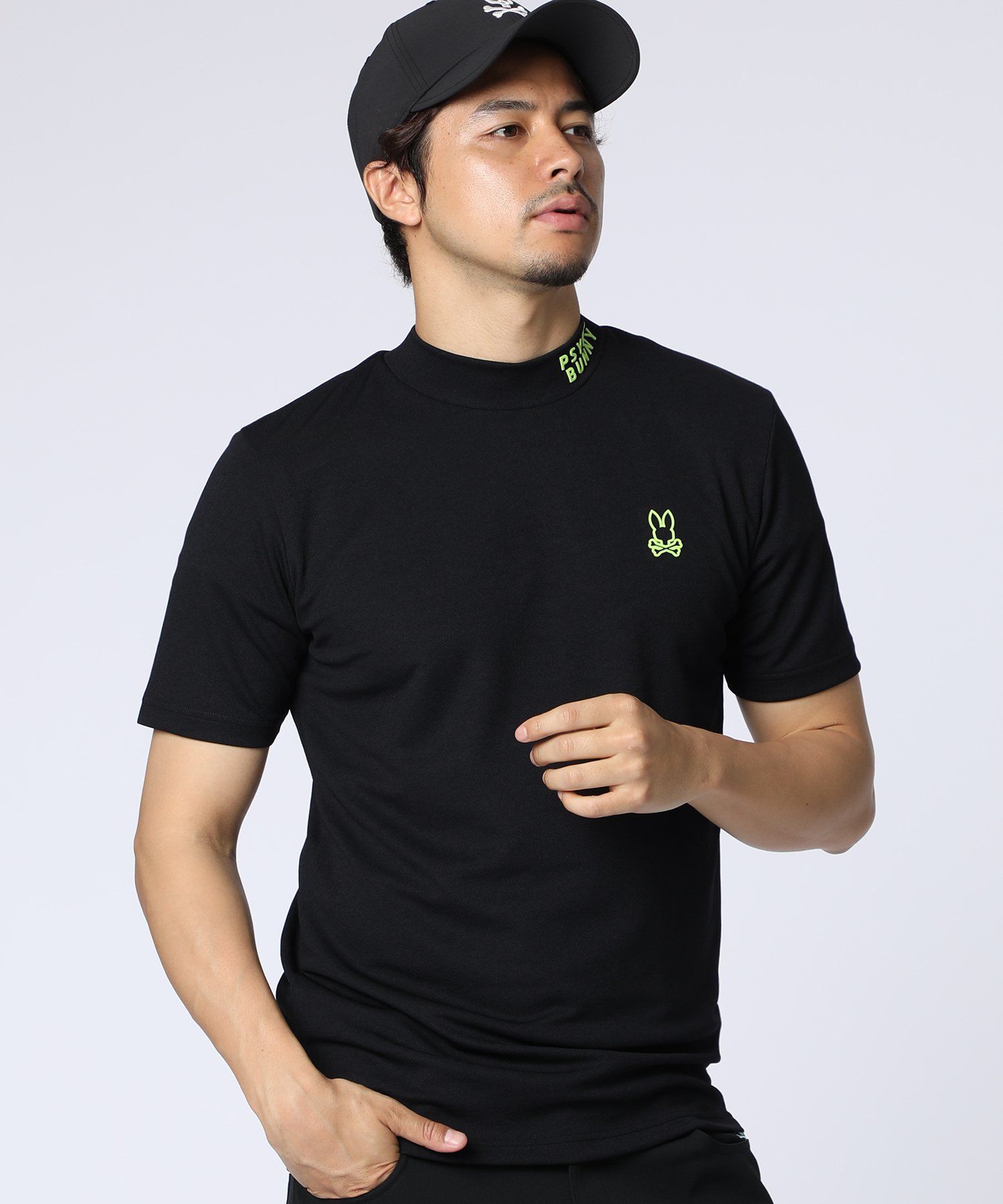 【新品未使用・タグ付き】 Psycho Bunny モックネック半袖シャツ GOLF]ラバーロゴ 半袖モックネックTシャツ｜Psycho Bunny