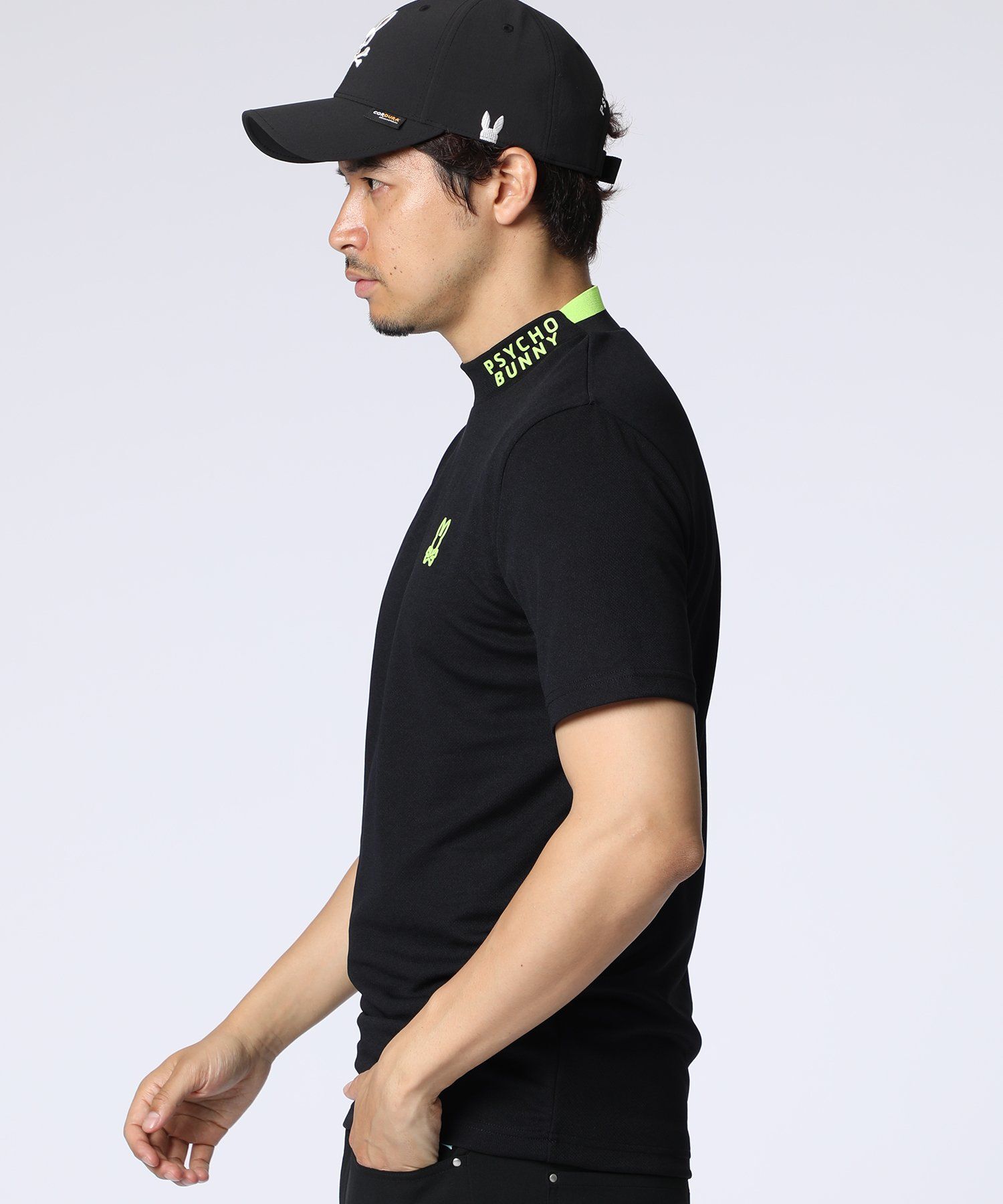 【新品未使用・タグ付き】 Psycho Bunny モックネック半袖シャツ GOLF]ラバーロゴ 半袖モックネックTシャツ｜Psycho Bunny
