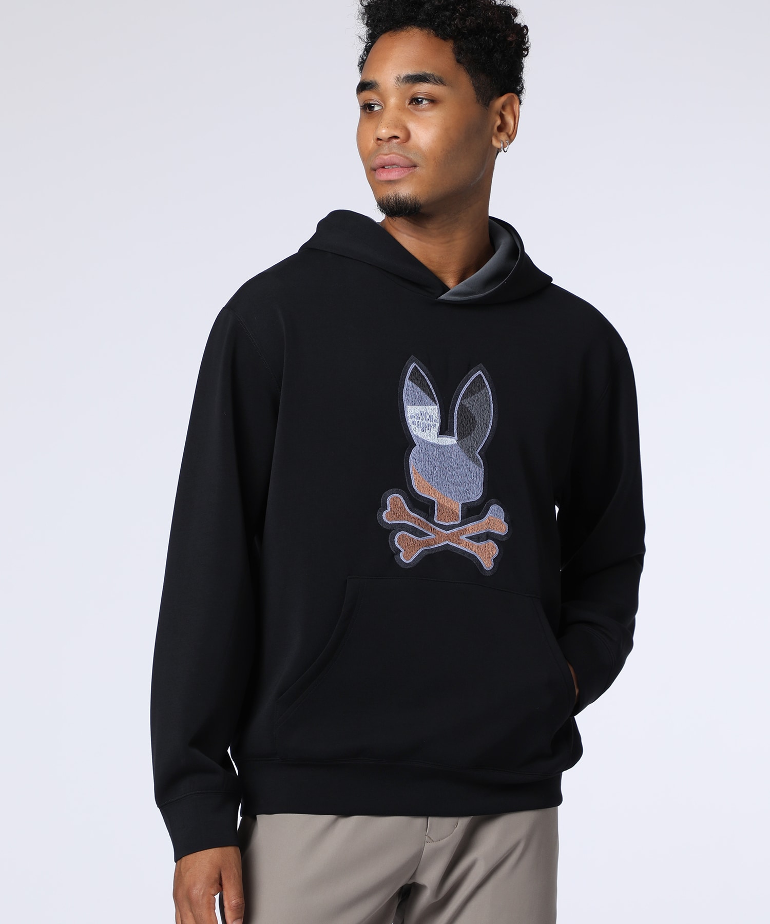 美品　Psycho Bunny サイコバニー プルオーバーボアフリース WOMEN]サイドファスナー オーバーサイズ フーディ｜Psycho Bunny