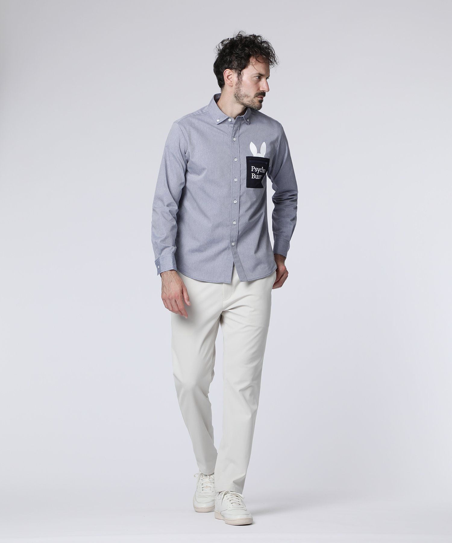 Psycho Bunny ホワイト長袖シャツ M Psycho Bunny Online Shop