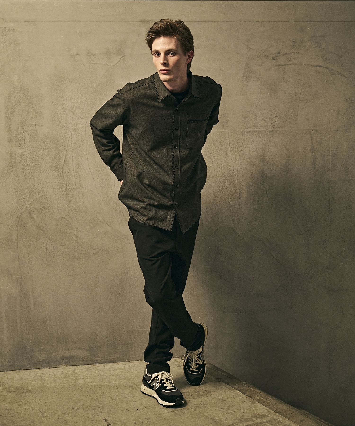 バリエーションボータイシャツ ブラック LANATEC ウールライクステッチシャツ｜Psycho Bunny｜サイコバニー