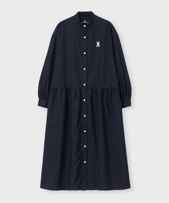 [WOMEN]ノーカラーシャツワンピース