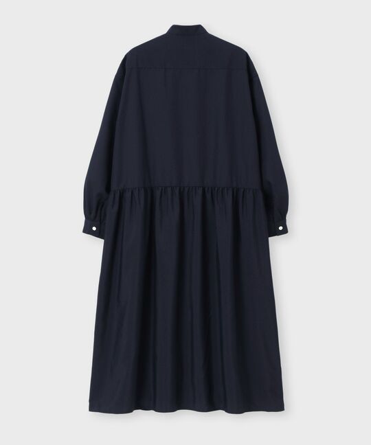 [WOMEN]ノーカラーシャツワンピース