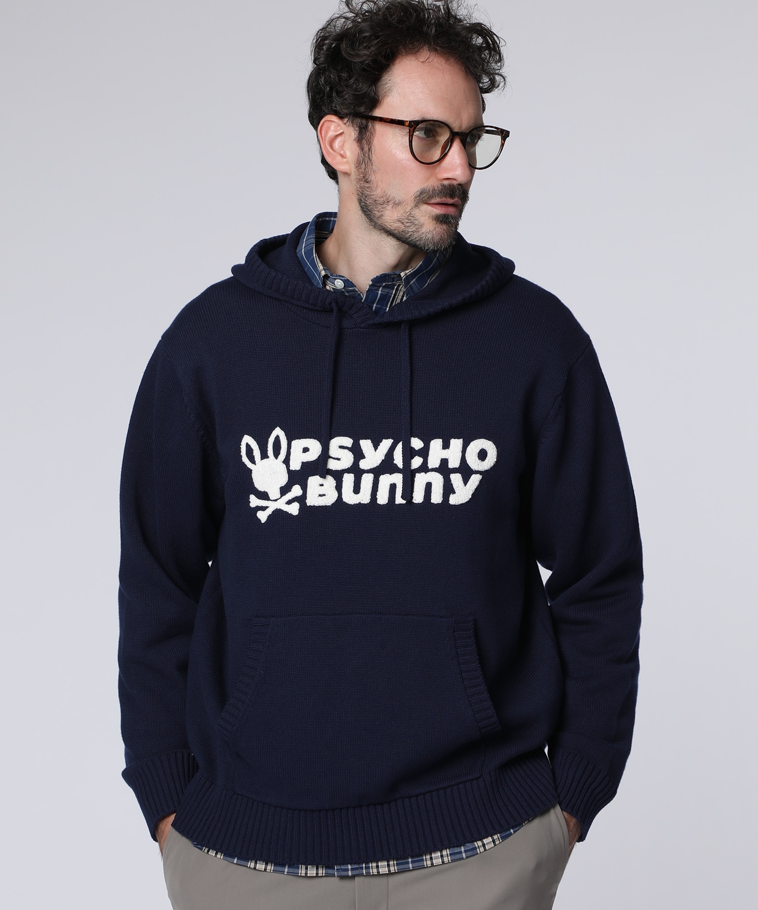 超希少カラー❣️【サイコバニー】シグネチャーロゴ ニットフーディ　レッドM シグネチャーロゴ ニットフーディ｜Psycho Bunny｜サイコバニー