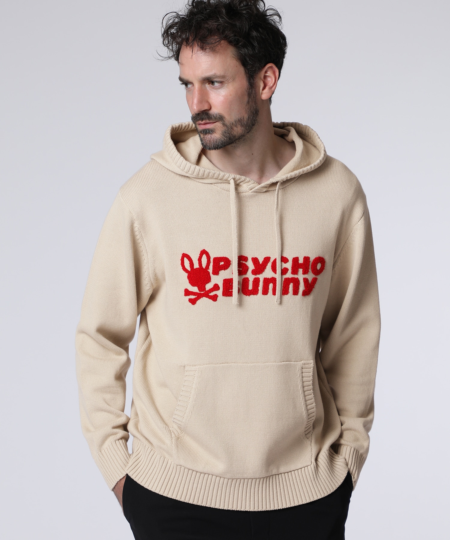 超希少カラー❣️【サイコバニー】シグネチャーロゴ ニットフーディ　レッドM シグネチャーロゴ ニットフーディ｜Psycho Bunny｜サイコバニー