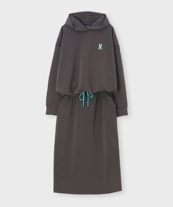[WOMEN]フーデッド ロングワンピース