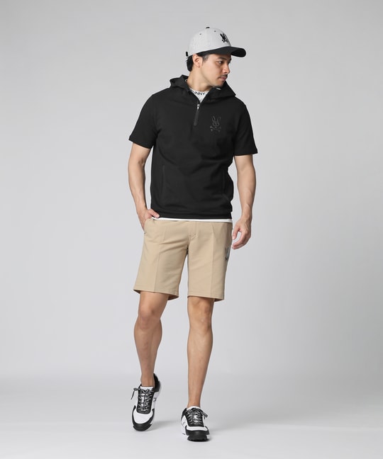 [WEB限定]バイカラーデザイン ハーフジップ 半袖パーカ