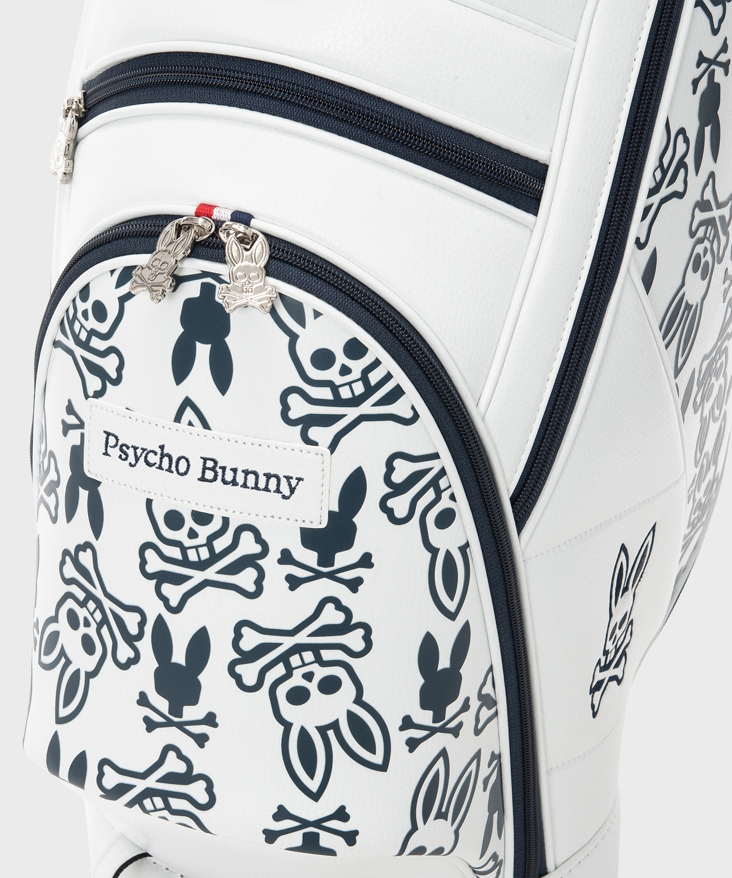 美品⭐︎Psycho Bunny ゴルフバッグ・キャディバッグ　ネームプレート付き Psycho Bunny サイコバニー ゴルフ SEASONAL EDITION 9.0型