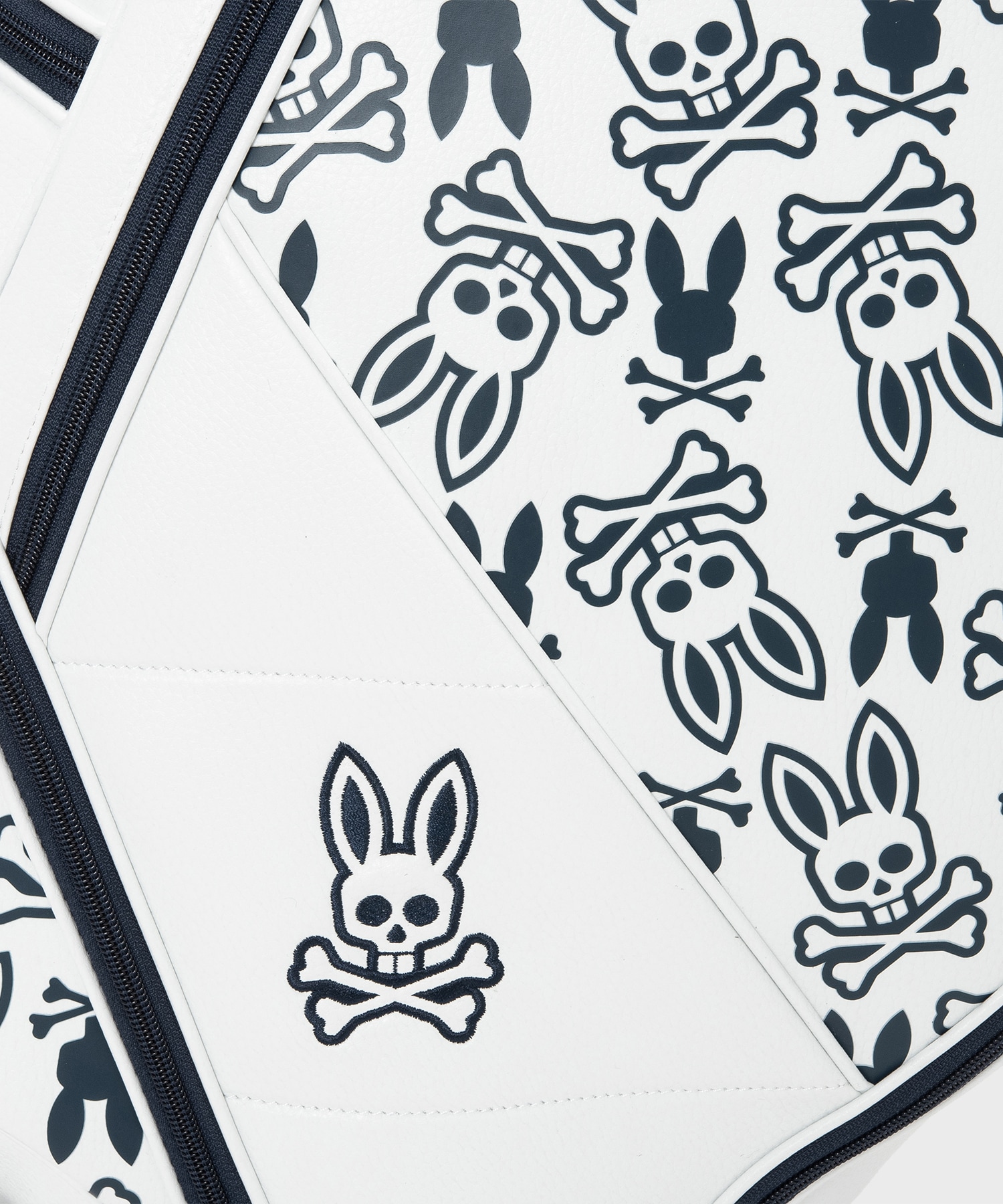 Psycho Bunny キャディバッグ ラウンドバックヘッドカバー白黒ウサギ柄 Psycho Bunny キャディバッグ ラウンドバックヘッドカバー白黒