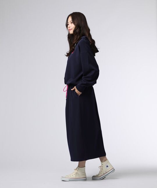 [WOMEN]フーデッド ロングワンピース