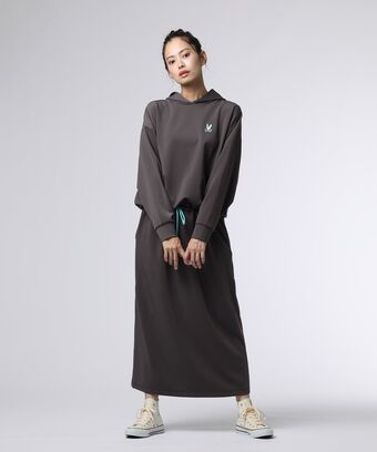 [WOMEN]フーデッド ロングワンピース