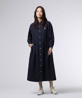 [WOMEN]ノーカラーシャツワンピース