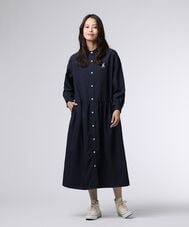 [WOMEN]ノーカラーシャツワンピース