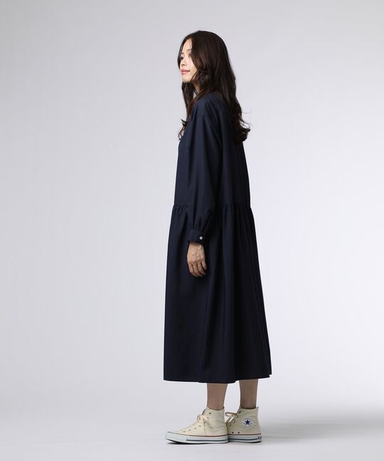 [WOMEN]ノーカラーシャツワンピース
