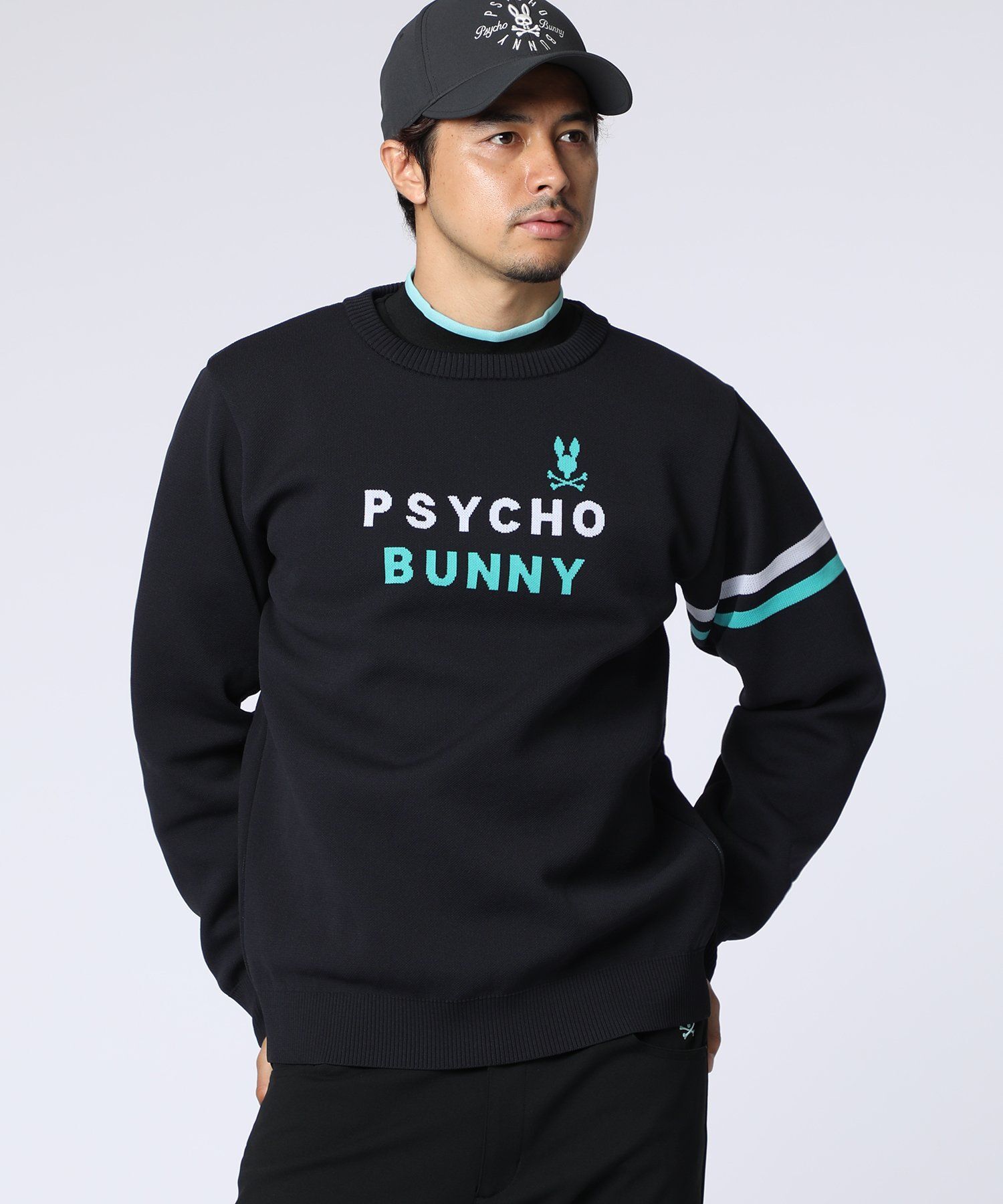 サイコバニー トリコロール　バニー　ニット　ゴルフ　長袖　メンズ GOLF]トリコロール ジャガードニット｜Psycho Bunny｜サイコ