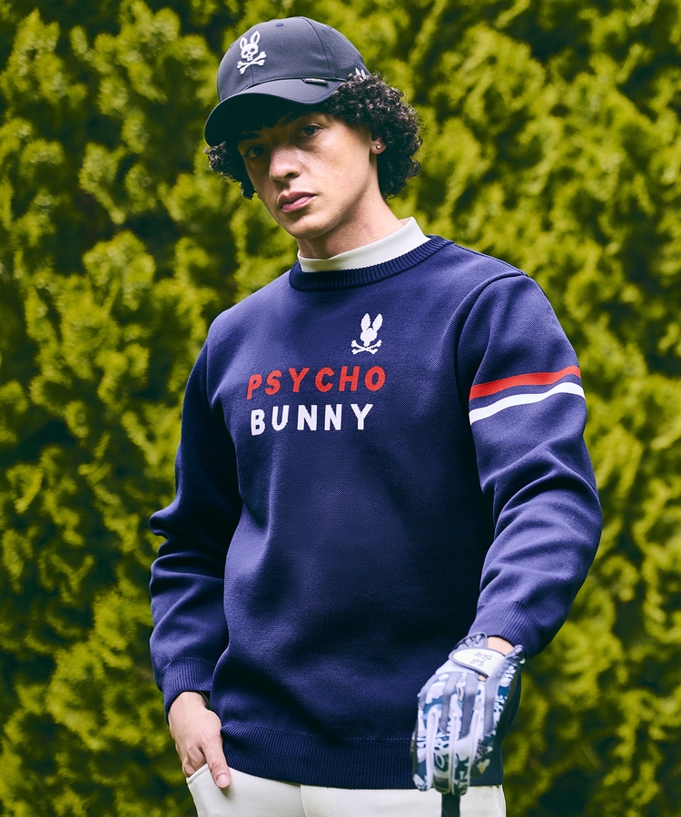 Psycho Bunny ゴルフ　ジャガードタートルセーター　M GOLF]トリコロール ジャガードニット｜Psycho Bunny｜サイコバニー