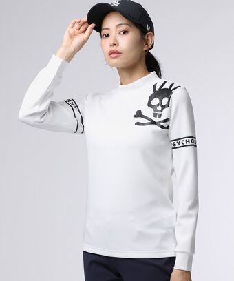 [GOLF][WOMEN]ラインスリーブロゴ　 モックネックＴシャツ