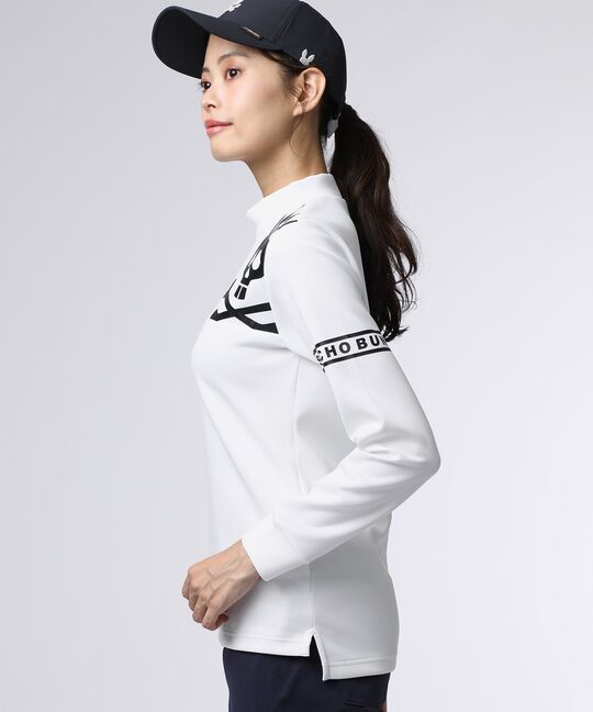 [GOLF][WOMEN]ラインスリーブロゴ モックネックＴシャツ