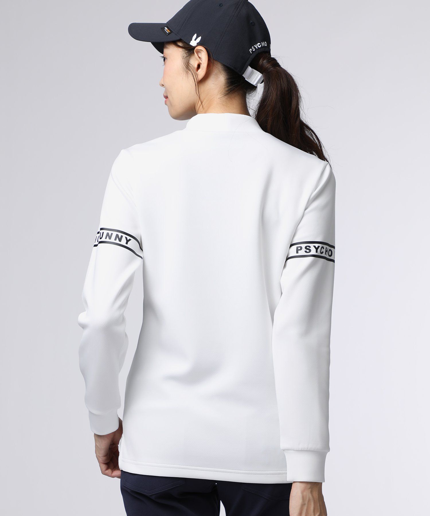 GOLF][WOMEN]ラインスリーブロゴ モックネックTシャツ｜Psycho Bunny