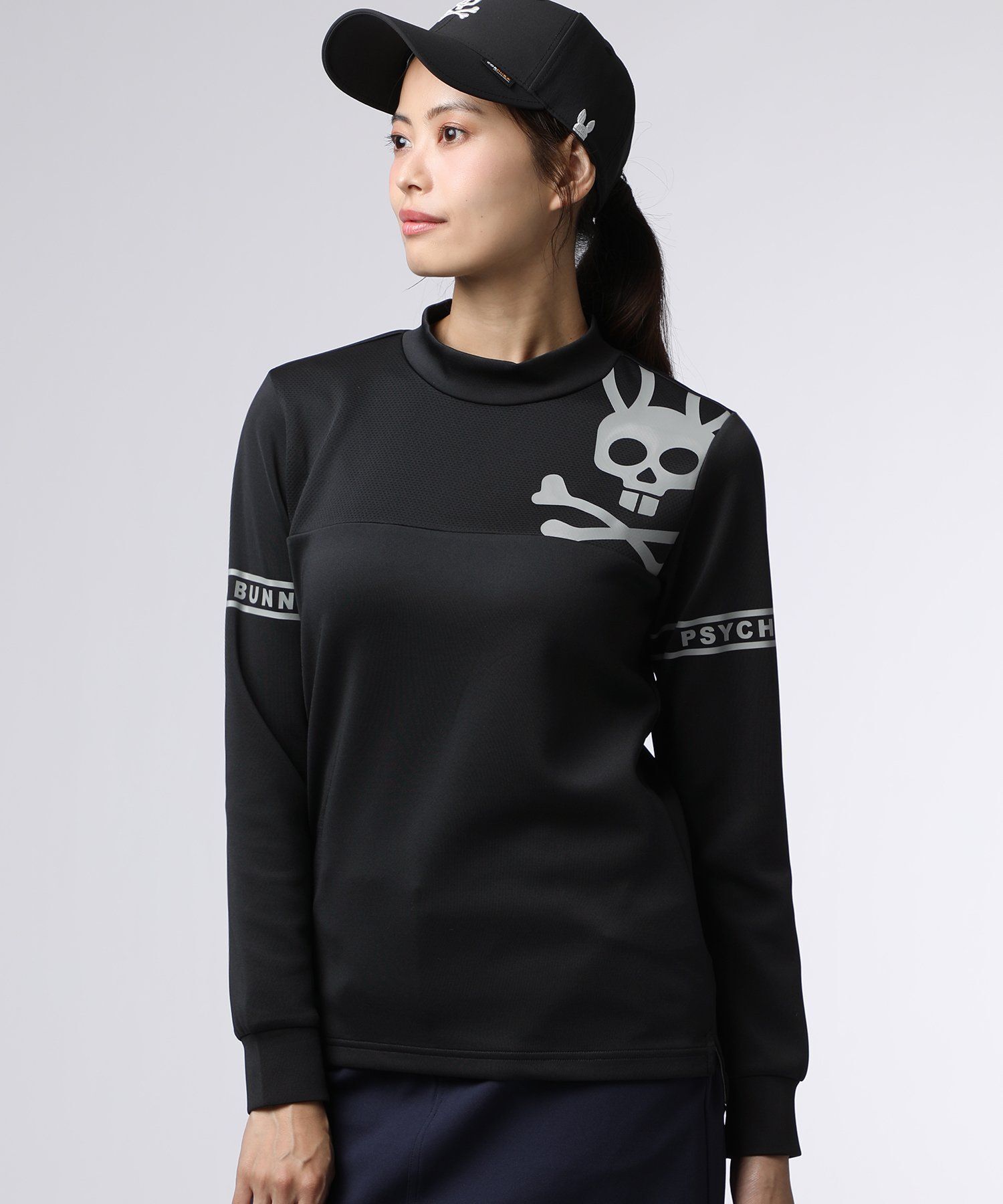 GOLF][WOMEN]ラインスリーブロゴ モックネックTシャツ｜Psycho Bunny