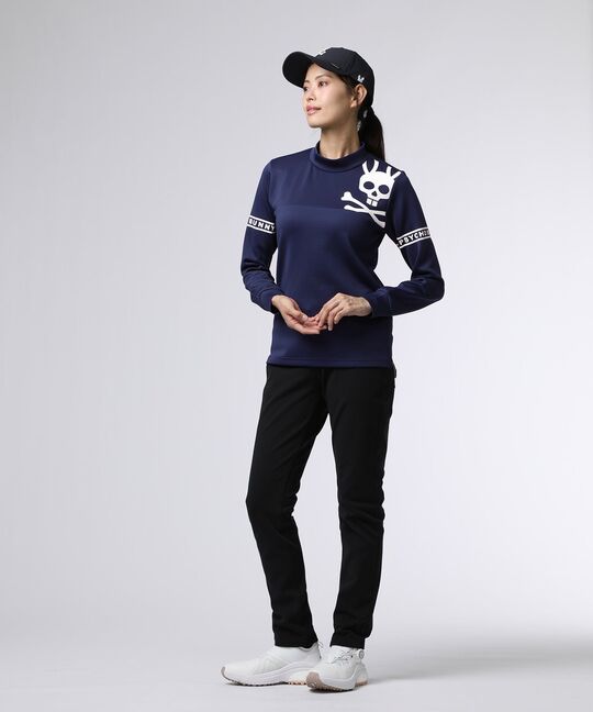 [GOLF][WOMEN]ラインスリーブロゴ モックネックＴシャツ