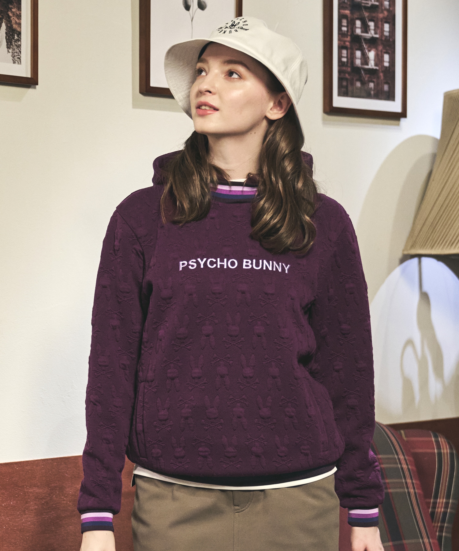 GOLF][WOMEN]膨れジャガードバニーロゴスウェットパーカ｜Psycho Bunny