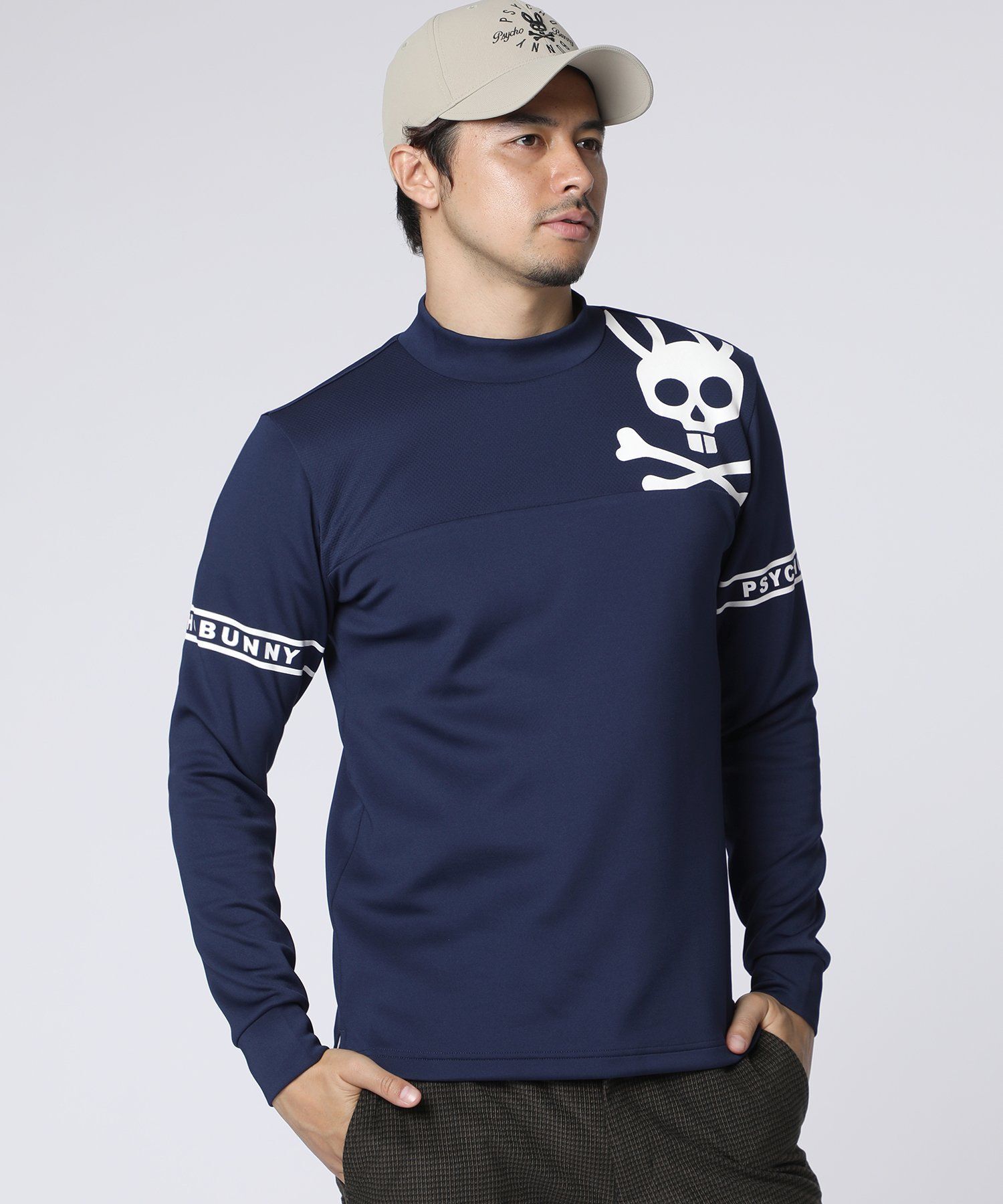 GOLF]ラインスリーブロゴ モックネックTシャツ｜Psycho Bunny｜サイコ