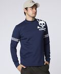 [GOLF]ラインスリーブロゴ モックネックＴシャツ