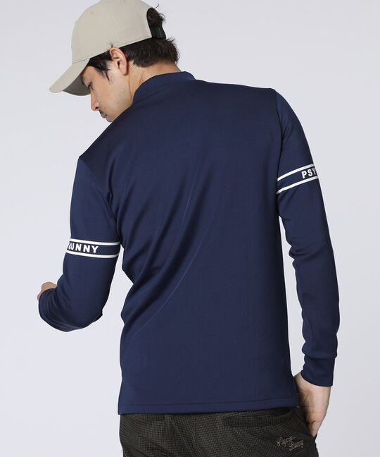 [GOLF]ラインスリーブロゴ モックネックＴシャツ