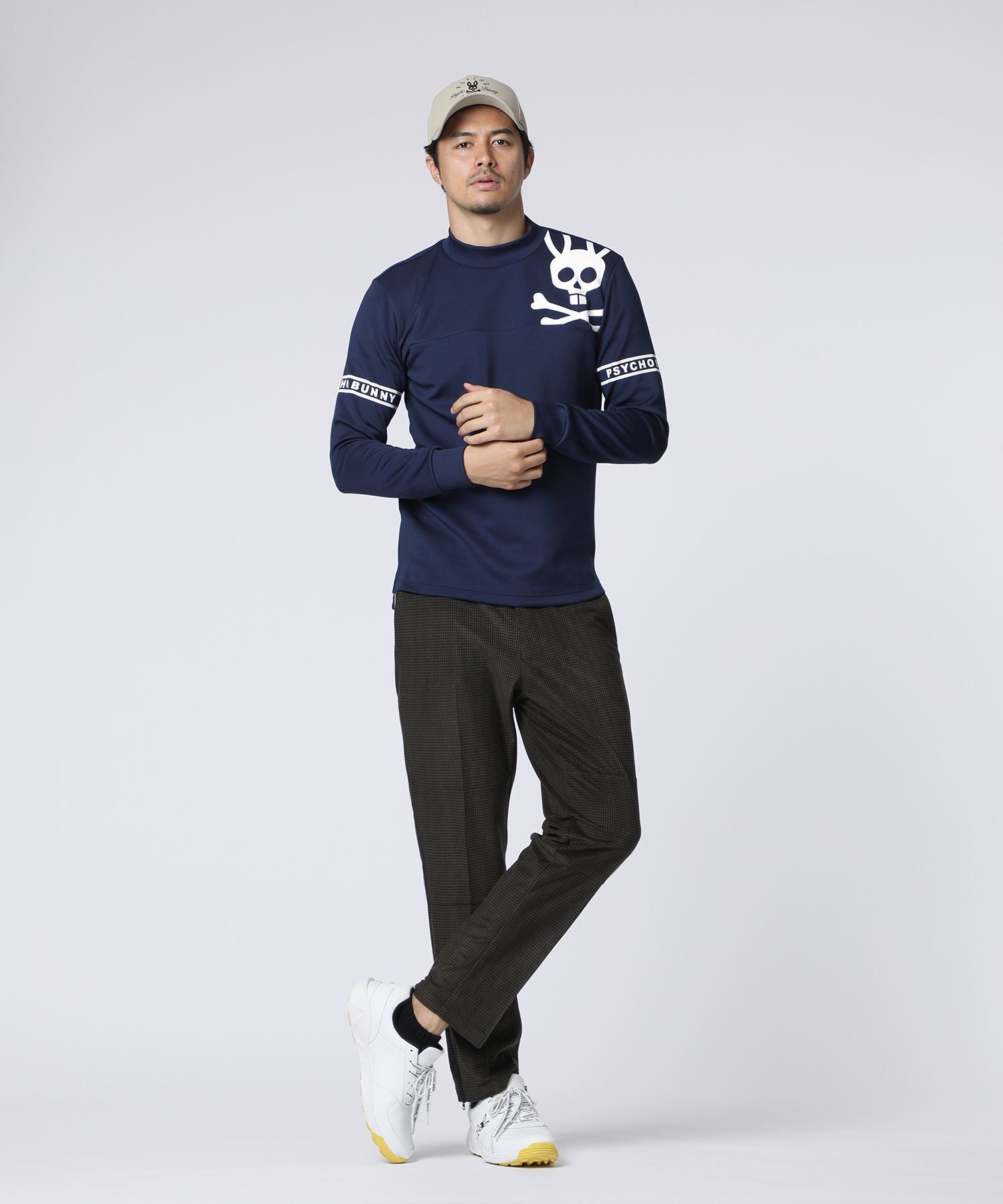 GOLF]ラインスリーブロゴ モックネックTシャツ｜Psycho Bunny｜サイコ