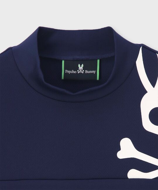 [GOLF]ラインスリーブロゴ モックネックＴシャツ