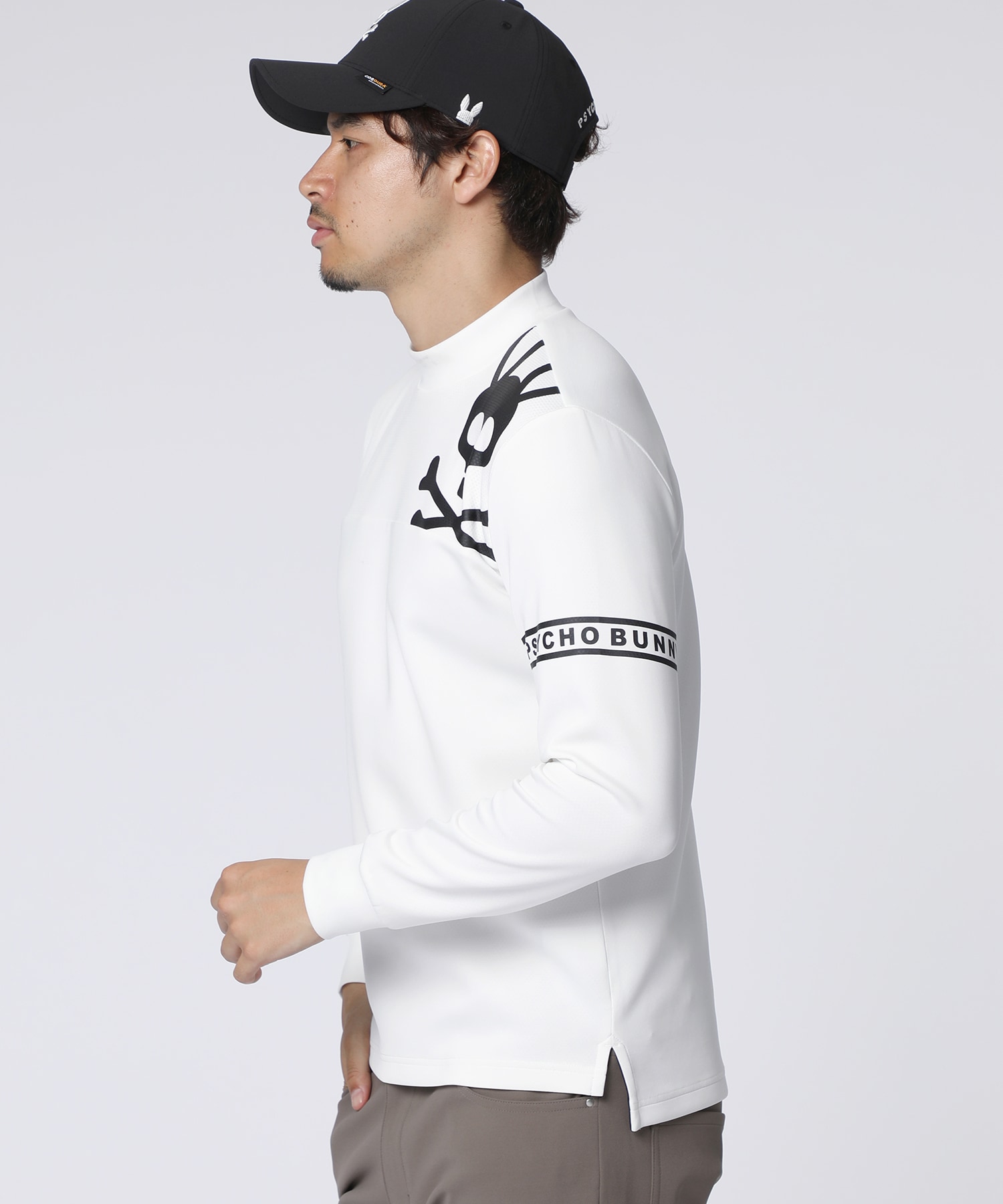 GOLF]ラインスリーブロゴ モックネックTシャツ｜Psycho Bunny｜サイコ
