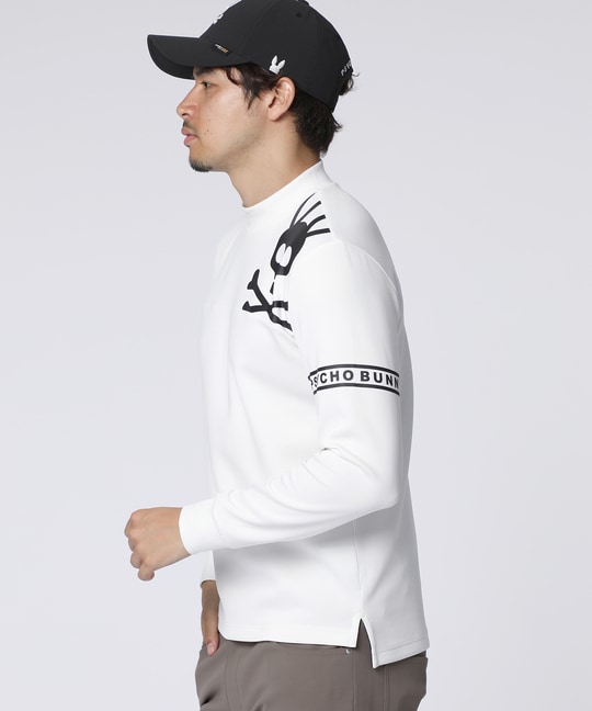 [GOLF]ラインスリーブロゴ モックネックＴシャツ