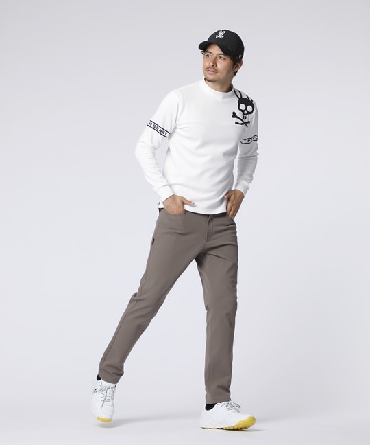 [GOLF]ラインスリーブロゴ モックネックＴシャツ