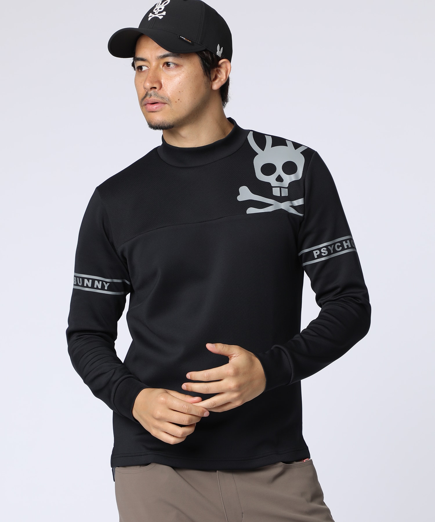 GOLF]ラインスリーブロゴ モックネックTシャツ｜Psycho Bunny｜サイコ