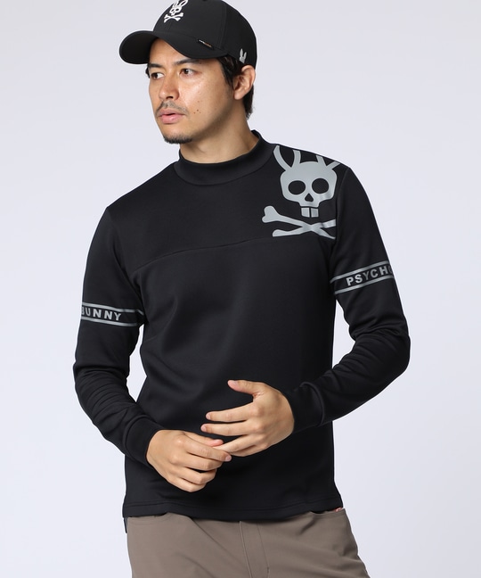 [GOLF]ラインスリーブロゴ モックネックＴシャツ